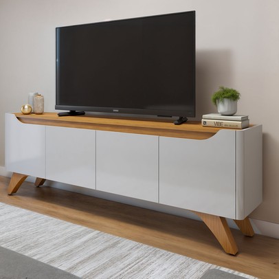 Rack para TV Até 58 Polegadas Grecia 4 Portas Off White/Naturalle - Mavaular