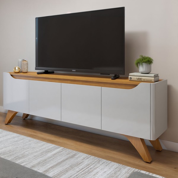 Rack para TV Até 58 Polegadas Grecia 4 Portas Off White/Naturalle - Mavaular