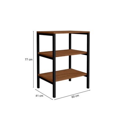 Estante para Livros Slim 2 Prateleiras Preto/Canela Rústico - Art Panta