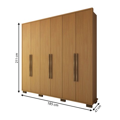 Guarda-Roupa Casal Arezzo 6 Portas 3 Gavetas Cinamomo - Panorama Móveis