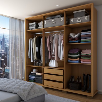 Guarda-Roupa Casal Arezzo 6 Portas 3 Gavetas Cinamomo - Panorama Móveis