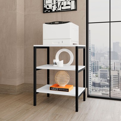 Estante para Livros Slim 2 Prateleiras Preto/Branco - Art Panta