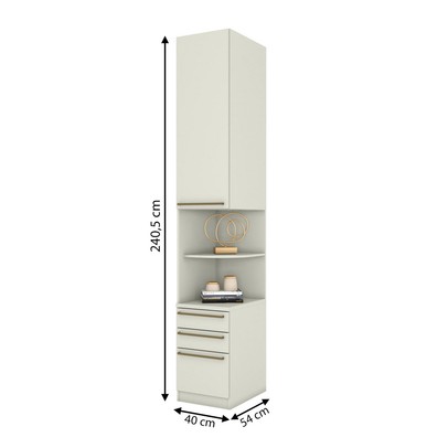 Guarda-Roupa Solteiro Modulado Seletto 1 Porta 3 Gavetas Areia - Henn
