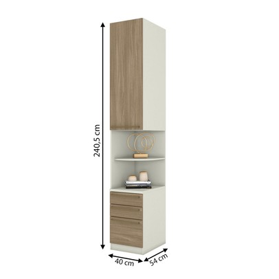 Guarda-Roupa Solteiro Modulado Seletto 1 Porta 3 Gavetas Areia/Jequitibá - Henn