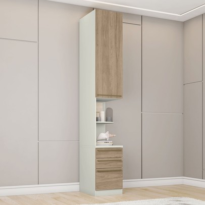 Guarda-Roupa Solteiro Modulado Seletto 1 Porta 3 Gavetas Areia/Jequitibá - Henn