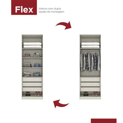 Guarda-Roupa Solteiro Modulado Seletto 2 Portas 3 Gavetas Seletto Areia/Jequitibá - Henn
