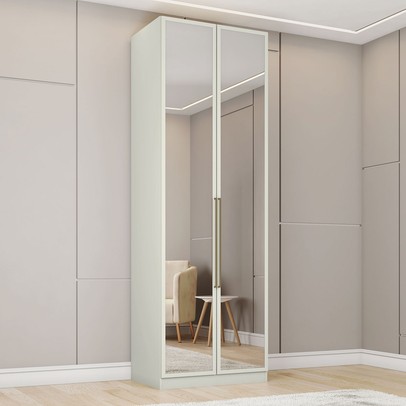 Guarda-Roupa Solteiro Modulado Seletto 2 Portas 3 Gavetas com Espelho Areia - Henn