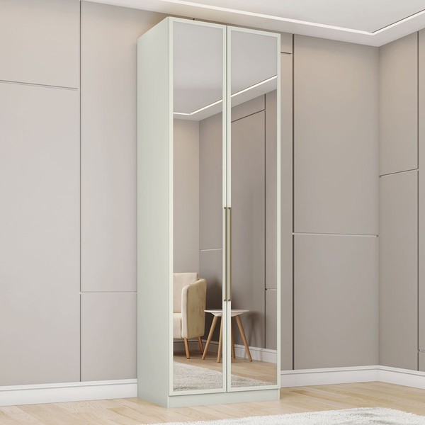 Guarda-Roupa Solteiro Modulado Seletto 2 Portas 3 Gavetas com Espelho Areia - Henn