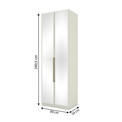 Guarda-Roupa Solteiro Modulado Seletto 2 Portas 3 Gavetas com Espelho Areia - Henn