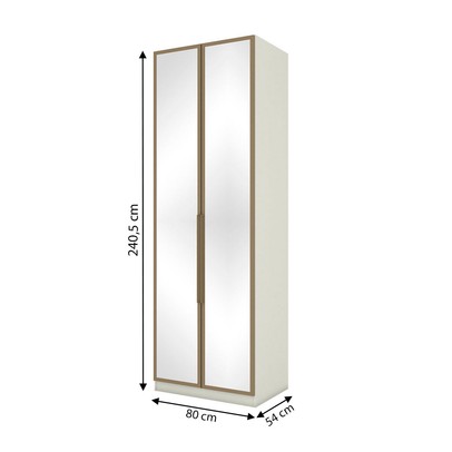 Guarda-Roupa Solteiro Modulado Seletto 2 Portas 3 Gavetas com Espelho Areia/Jequitibá - Henn