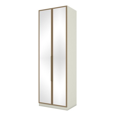 Guarda-Roupa Solteiro Modulado Seletto 2 Portas 3 Gavetas com Espelho Areia/Jequitibá - Henn