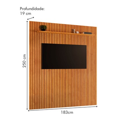 Painel para TV Até 75 Polegadas Paris Ripado 1 Prateleira 13679 Naturalle - Mavaular