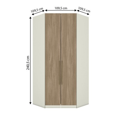 Guarda-Roupa Solteiro Modulado Seletto 2 Portas 3 Gavetas Areia/Jequitibá - Henn