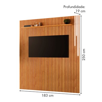 Painel para TV Até 75 Polegadas Paris 1 Prateleira Ripado com Led 13679.108 Naturalle - Mavaular