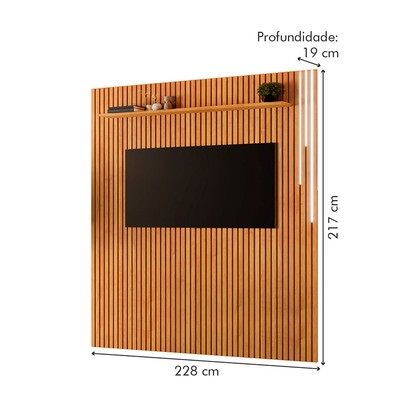 Painel para TV Até 75 Polegadas Paris Ripado 1 Prateleira com Led 13680.108 Naturalle - Mavaular