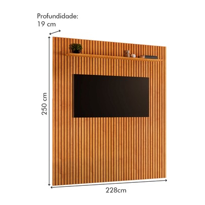 Painel para TV Até 75 Polegadas Paris Ripado 1 Prateleira Naturalle - Mavaular