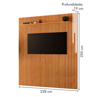 Painel para TV Até 75 Polegadas Paris Ripado 1 Prateleira com Led Naturalle - Mavaular