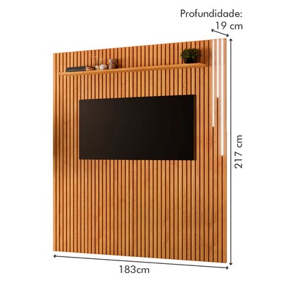 Painel para TV Até 75 Polegadas Paris Ripado 1 Prateleira com Led 13678 Naturalle - Mavaular