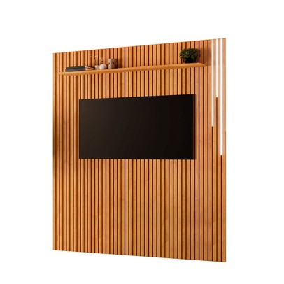 Painel para TV Até 75 Polegadas Paris Ripado 1 Prateleira com Led 13678 Naturalle - Mavaular