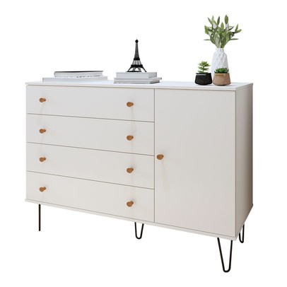 Cômoda Larissa 1 Porta 4 Gavetas Branco - Minastex