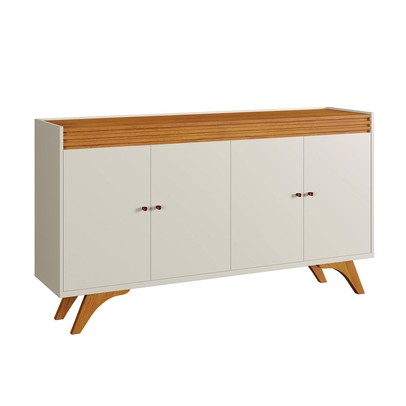 Balcão Buffet Madrid 4 Portas 11352 Off White/Naturalle - Mavaular
