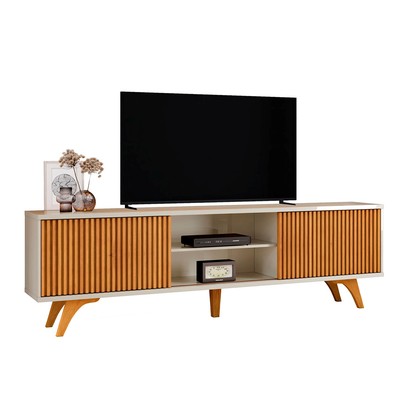 Rack para TV Até 75 Polegadas Gaia 2 Portas Off White/Naturalle - Mavaular