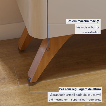 Balcão Buffet Aros 4 Portas Off White/Naturalle - Mavaular