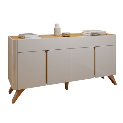 Balcão Buffet Aros 4 Portas Off White/Naturalle - Mavaular