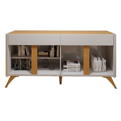 Balcão Buffet Aros 4 Portas Off White/Naturalle - Mavaular