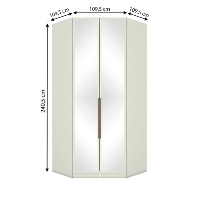 Guarda-Roupa Solteiro Modulado Seletto 2 Portas com Espelho Areia - Henn
