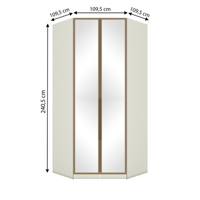 Guarda-Roupa Solteiro Modulado Seletto 2 Portas com Espelho Areia/Jequitibá - Henn