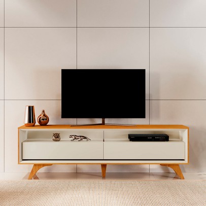 Rack para TV Até 75 Polegadas Austria 2 Gavetas com Led Naturalle/Off White - Mavaular