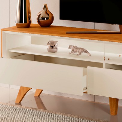 Rack para TV Até 75 Polegadas Austria 2 Gavetas com Led Naturalle/Off White - Mavaular