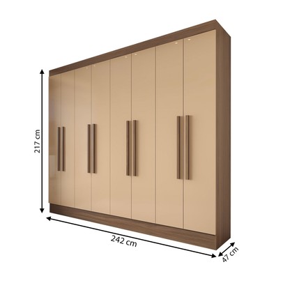 Guarda-Roupa Casal Diplomata 8 Portas 4 Gavetas 100% Mdf Castanho/Nude - Panorama Móveis