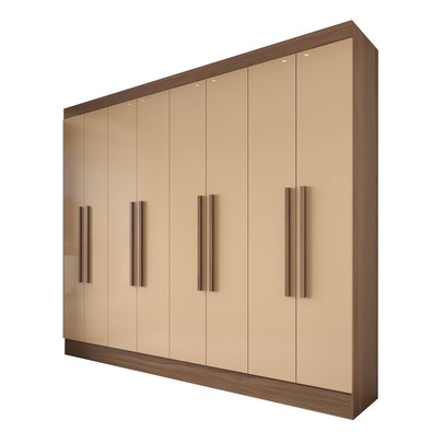 Guarda-Roupa Casal Diplomata 8 Portas 4 Gavetas 100% Mdf Castanho/Nude - Panorama Móveis