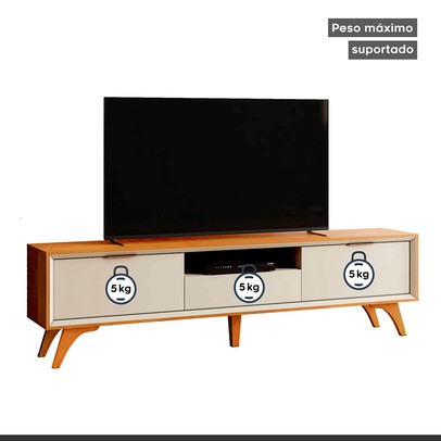 Rack para TV Até 75 Polegadas Austria 3 Gavetas Naturalle/Off White - Mavaular