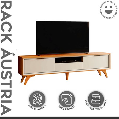 Rack para TV Até 75 Polegadas Austria 3 Gavetas Naturalle/Off White - Mavaular