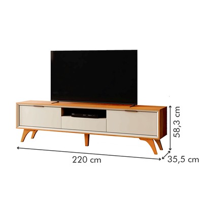 Rack para TV Até 75 Polegadas Austria 3 Gavetas Naturalle/Off White - Mavaular