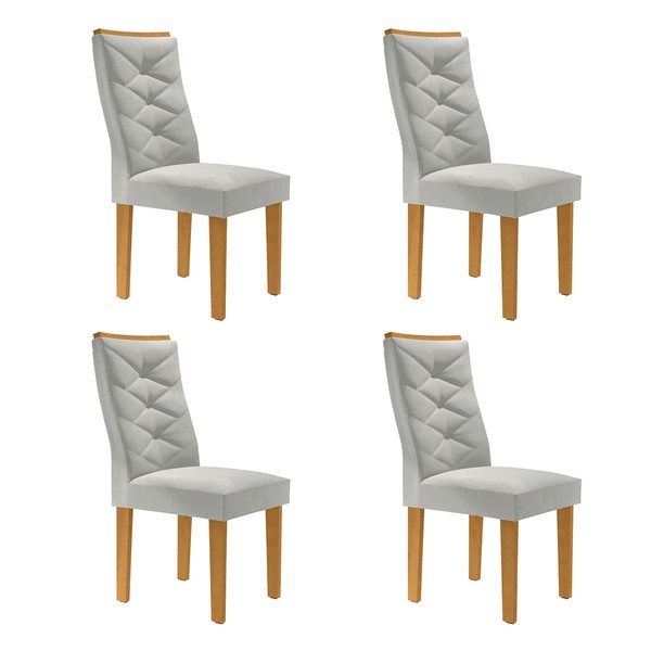 Cadeiras Kit 4 Cadeiras Germany Cinamomo/Off White/Boucle Gelo - Cel Móveis