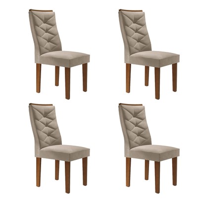 Cadeiras Kit 4 Cadeiras Germany Chocolate/Off White/Boucle Bege - Cel Móveis