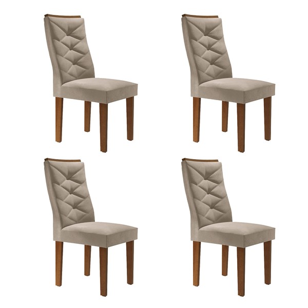 Cadeiras Kit 4 Cadeiras Germany Chocolate/Off White/Boucle Bege - Cel Móveis