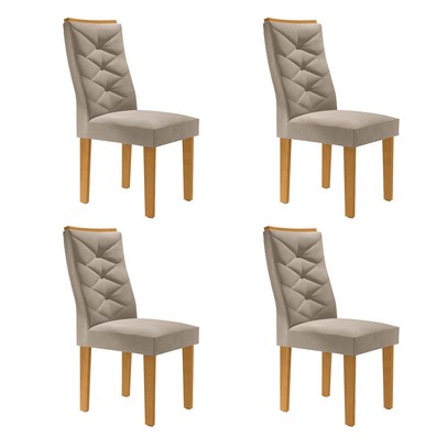 Cadeiras Kit 4 Cadeiras Germany Cinamomo/Off White/Boucle Bege - Cel Móveis