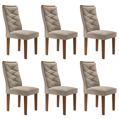 Cadeiras Kit 6 Cadeiras Germany Chocolate/Off White/Boucle Bege - Cel Móveis