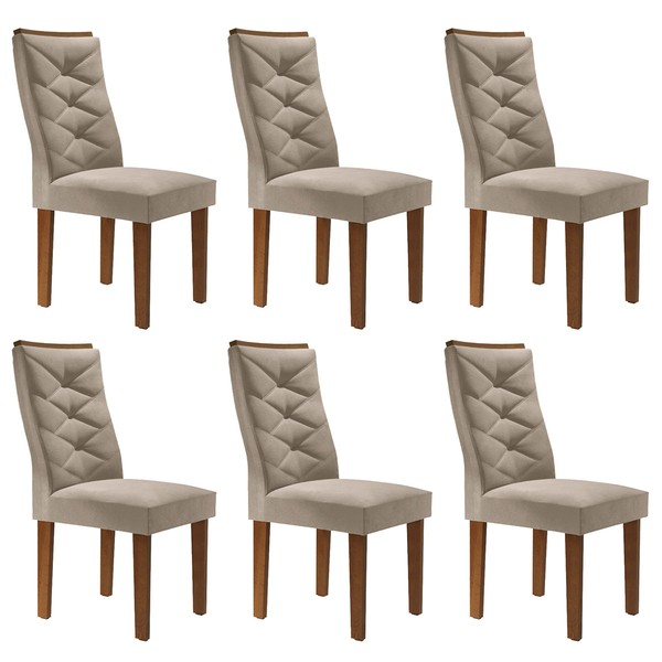 Cadeiras Kit 6 Cadeiras Germany Chocolate/Off White/Boucle Bege - Cel Móveis