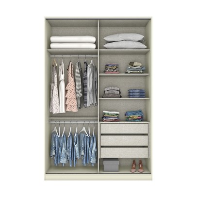 Guarda-Roupa Solteiro Modulado Seletto 2 Portas Areia/Jequitibá - Henn