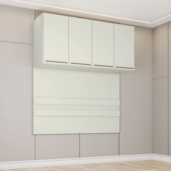 Armário Aéreo para Quarto Ponte Seletto 4 Portas Areia - Henn