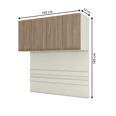 Armário Aéreo para Quarto Ponte Seletto 4 Portas Areia/Jequitibá - Henn