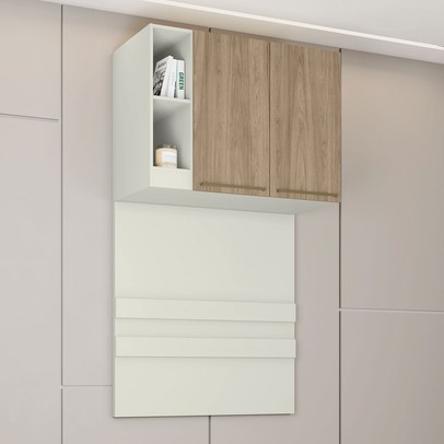 Armário Aéreo para Quarto Ponte Seletto 2 Portas Areia/Jequitibá - Henn