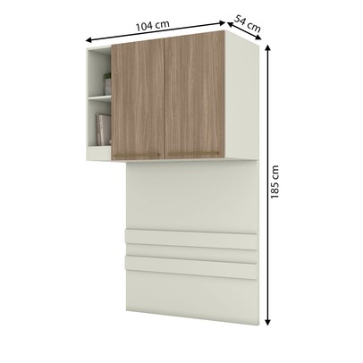 Armário Aéreo para Quarto Ponte Seletto 2 Portas Areia/Jequitibá - Henn