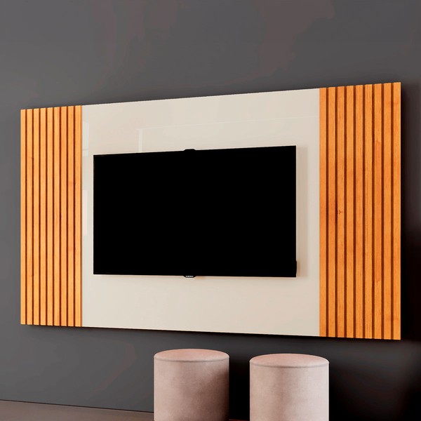 Painel para TV Até 65 Polegadas Piazza Ripado Naturalle/Off White - Mavaular